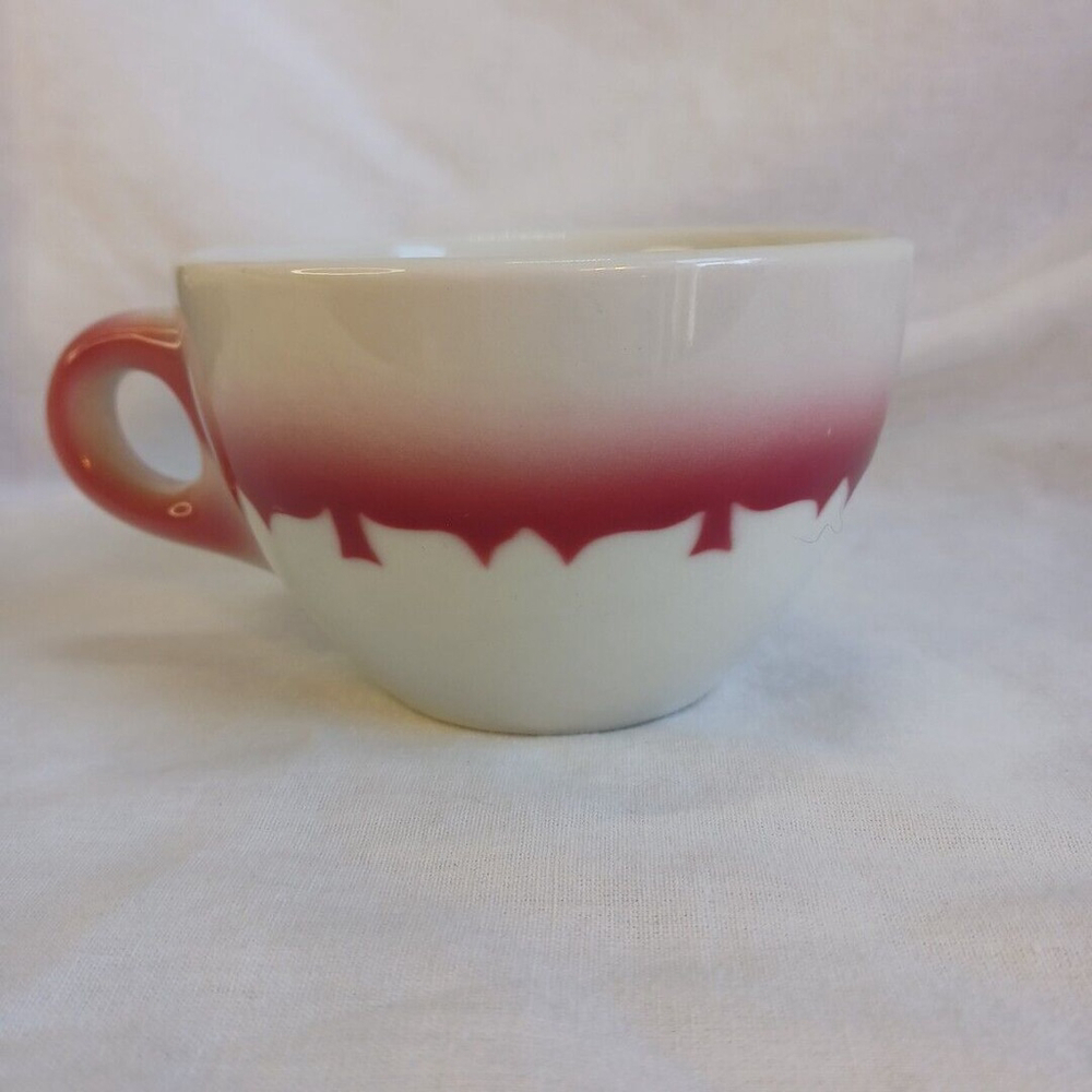 Vtg Restaurant Ware Coffee Cup Jackson China Stencil Pattern Red Falls Creek PA